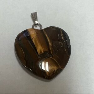 Tiger Eye Heart Pendant – Golden Brown Healing Crystal Protection Stone